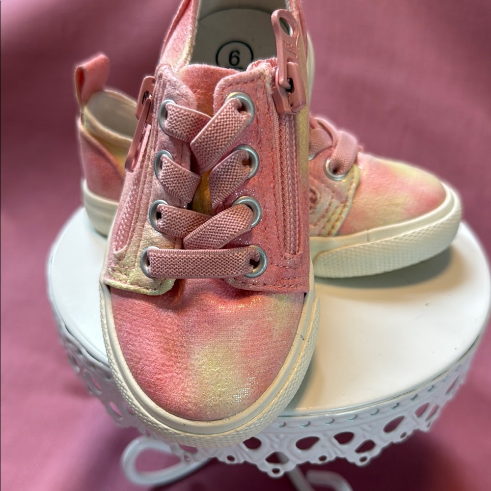 Cat & Jack Pink and Yellow Sneakers with Shimmery Finish plus water shoes. - Picture 7 of 11